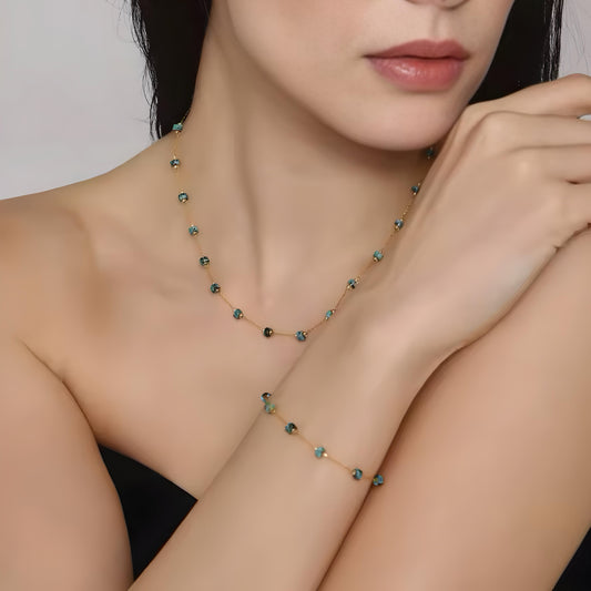 Dark Green Natural Stones Bead Set