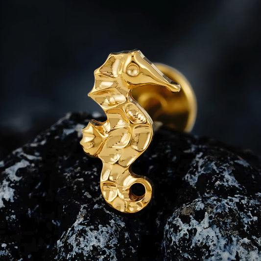 Titanium Seahorse Flat Ear Piercing