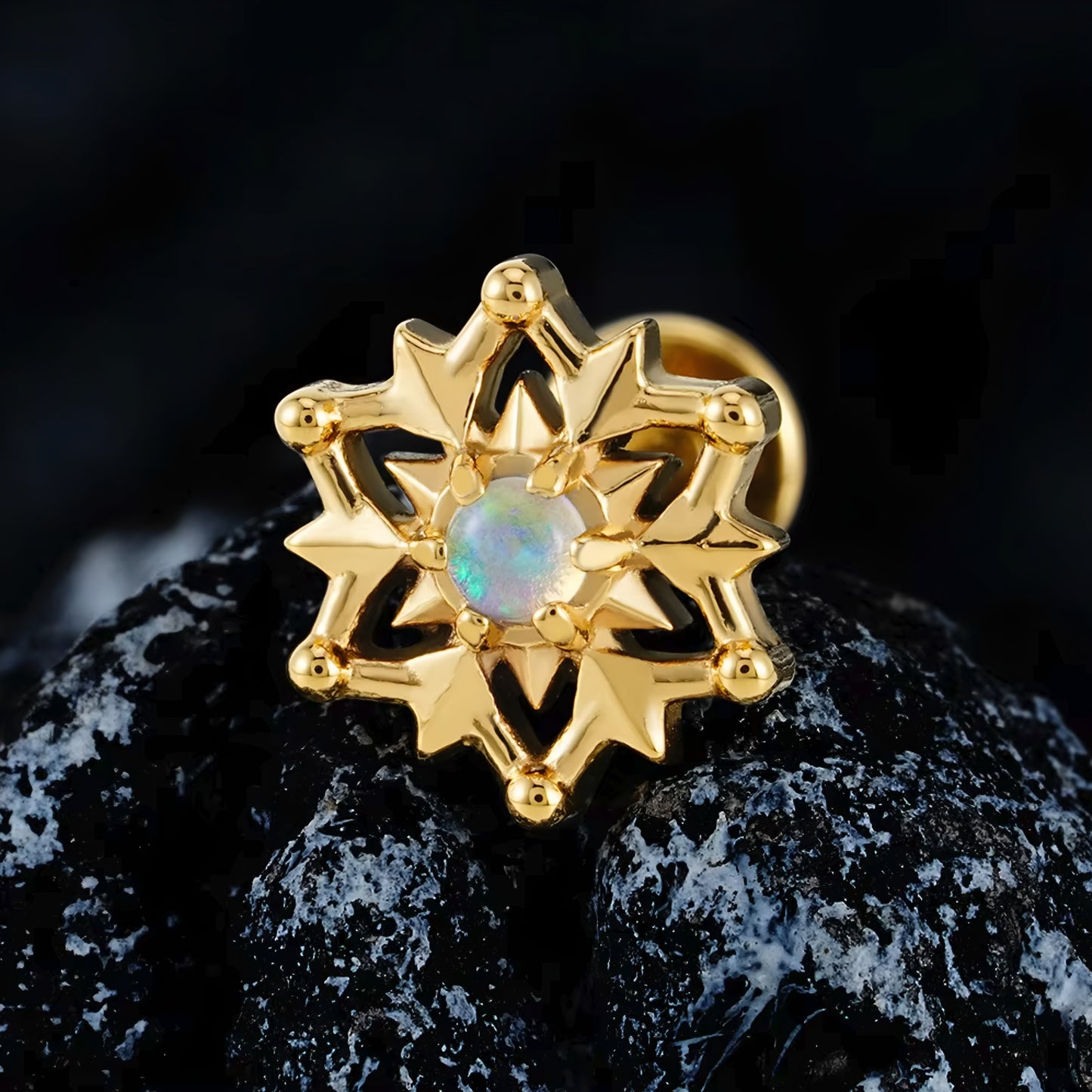 Titanium Tribal Sun Flat Ear Piercing
