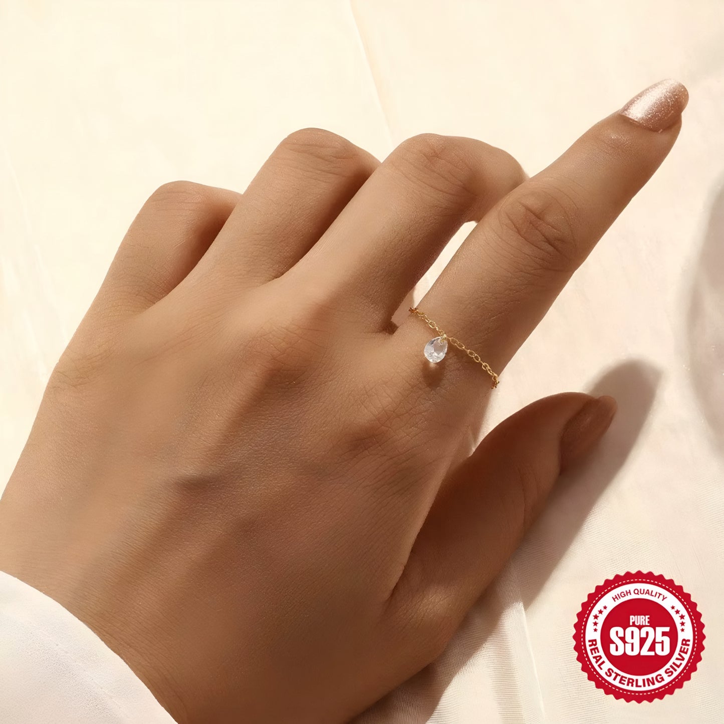 Chain Ring Drop Zircon