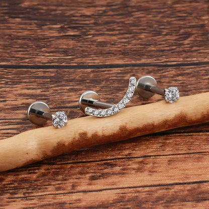 3pcs/set Flat Arc Helix Titanium Ear Piercing