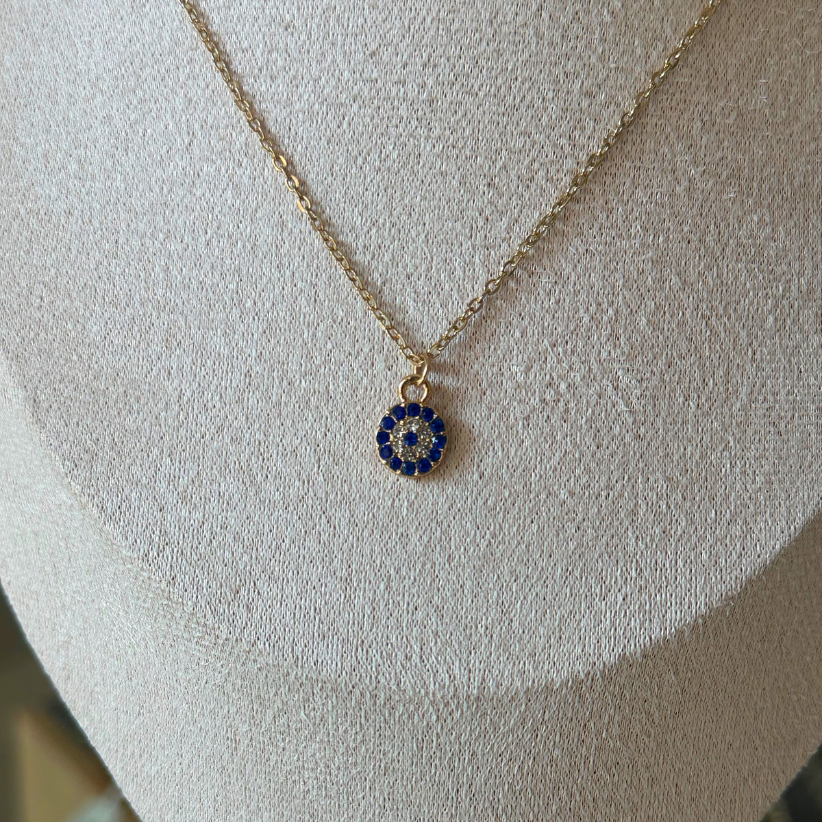 Navy Blue Evil Eye Pendant Necklace