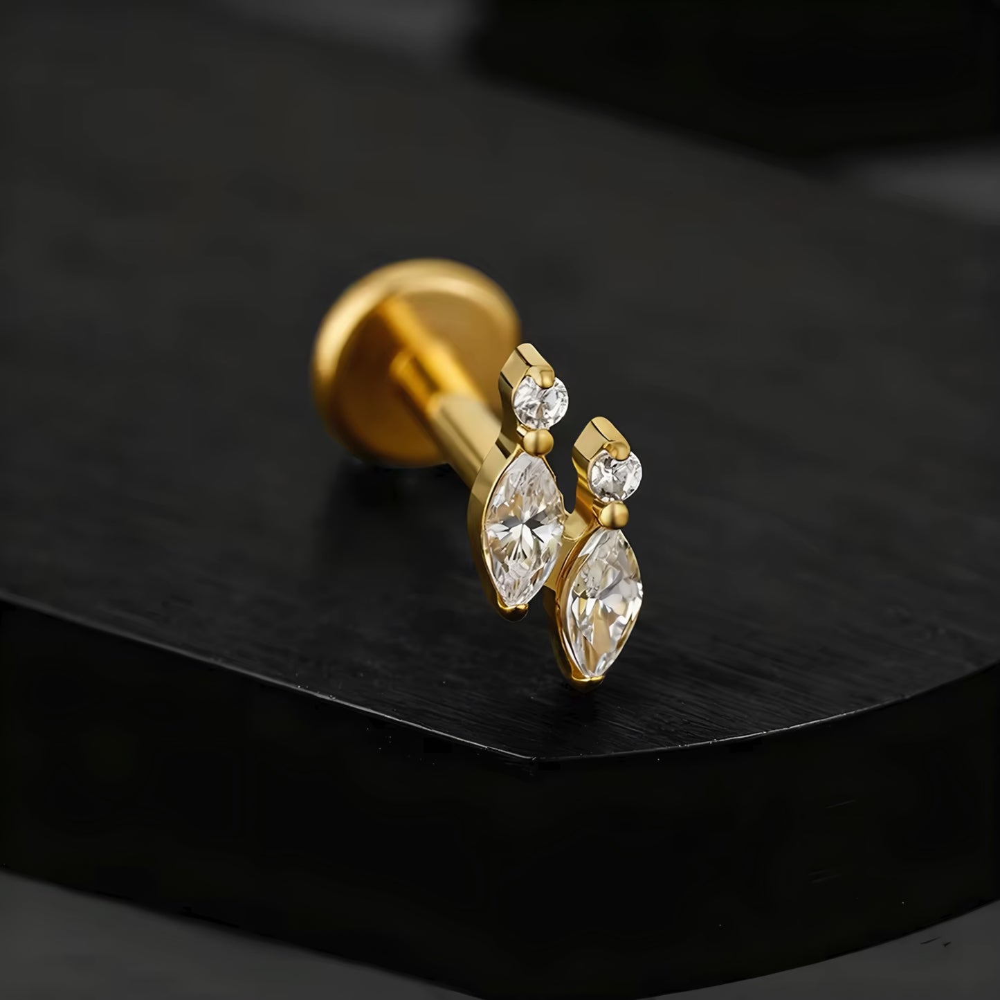 Titanium Double Marquise Flat Ear Piercing