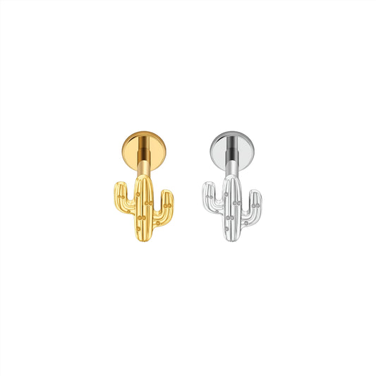 Titanium Tiny Cactus Flat Ear Piercing