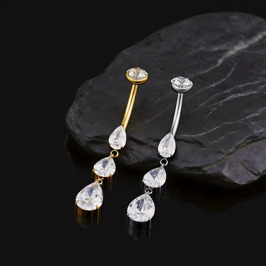 Titanium Triple Teardrop Belly Button Piercing