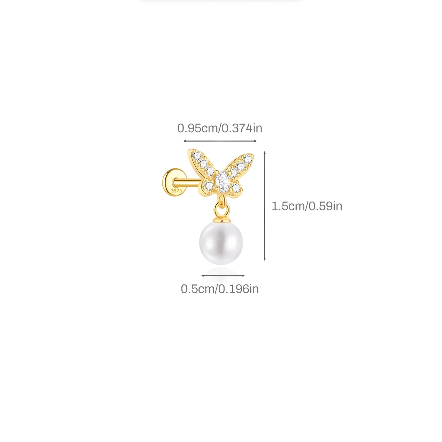 Pearl Butterfly Flat Ear Piercing