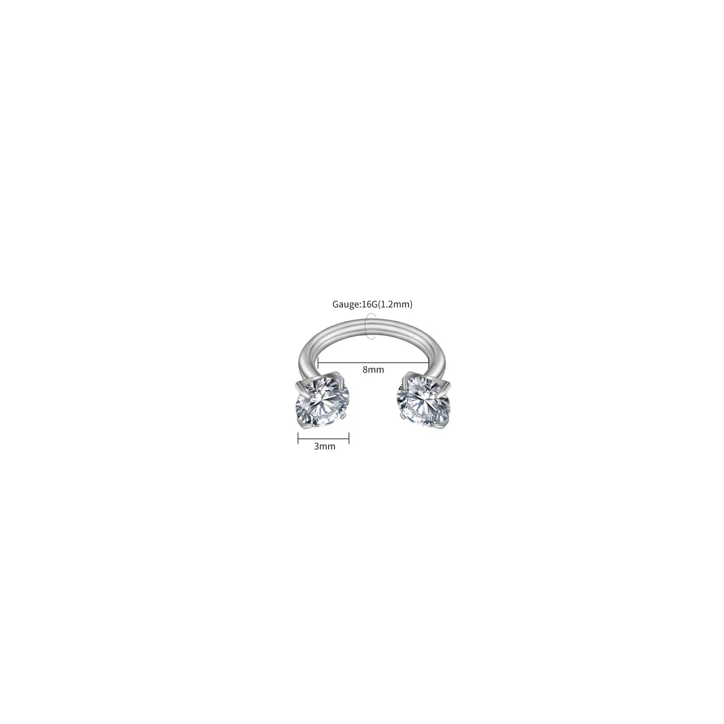 Horse Shoe Zircon Screw Piercing