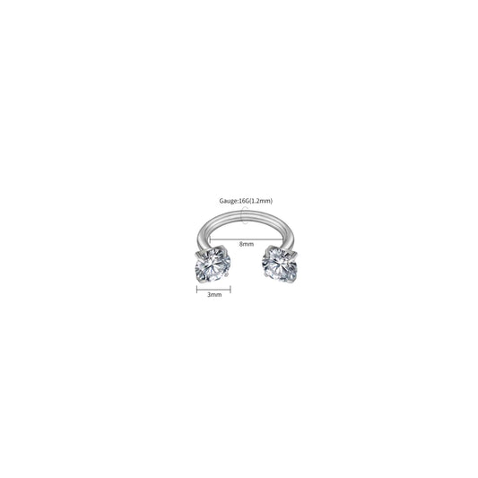 Horse Shoe Zircon Screw Piercing