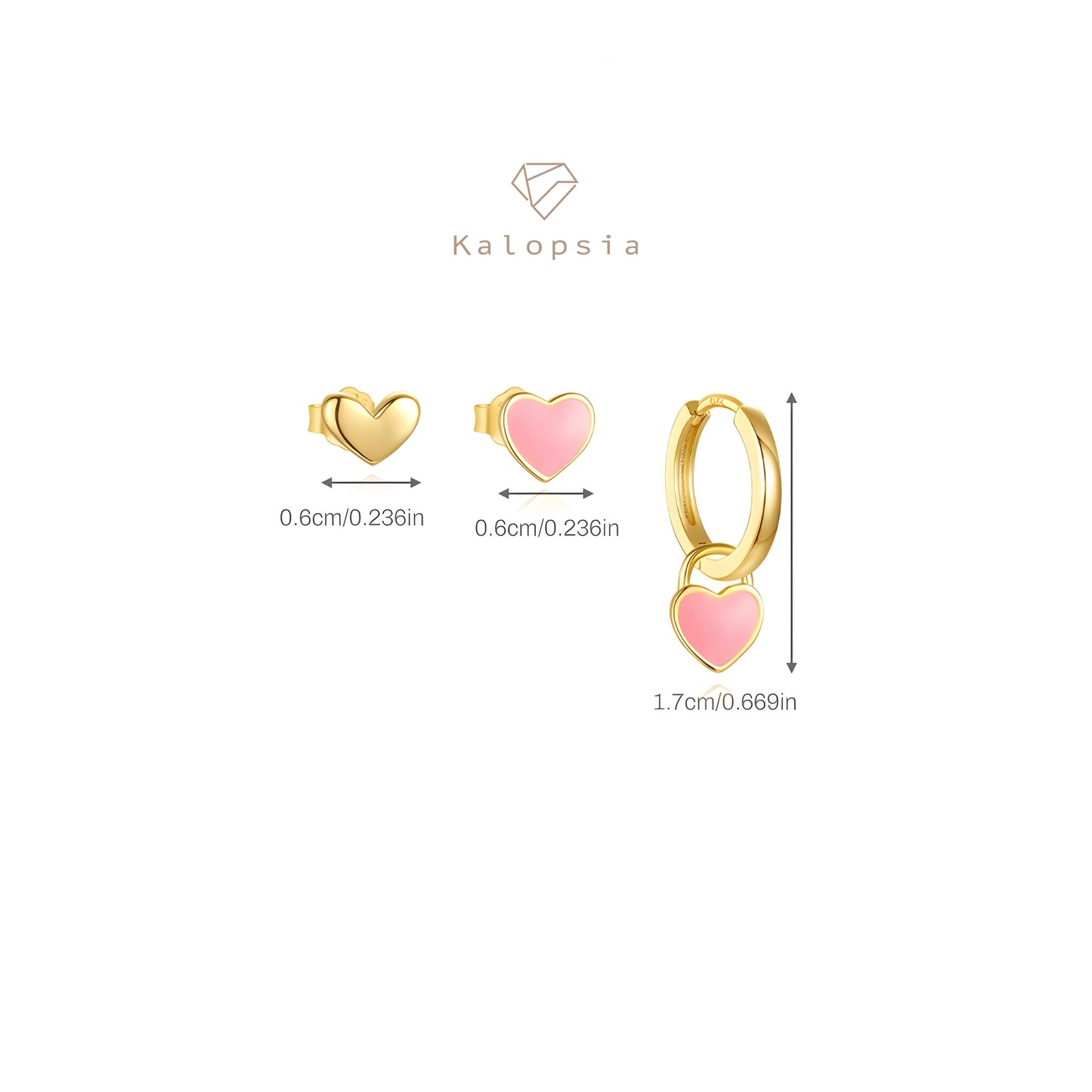 3pcs/set Pinky Heart Earring Set