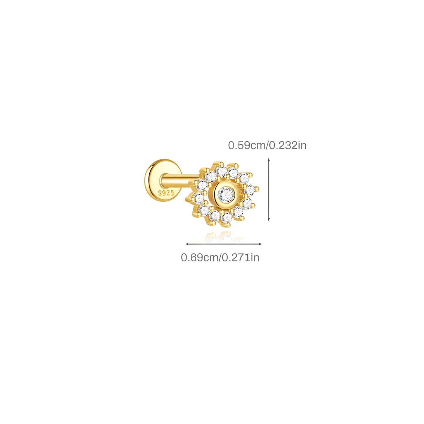 Zirconia Eye Flat Helix Ear Piercing