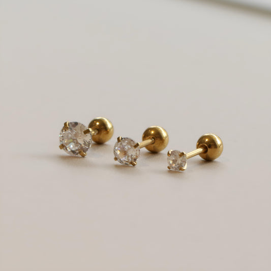 3pcs/set Zircon Stud ball Ear Piercing