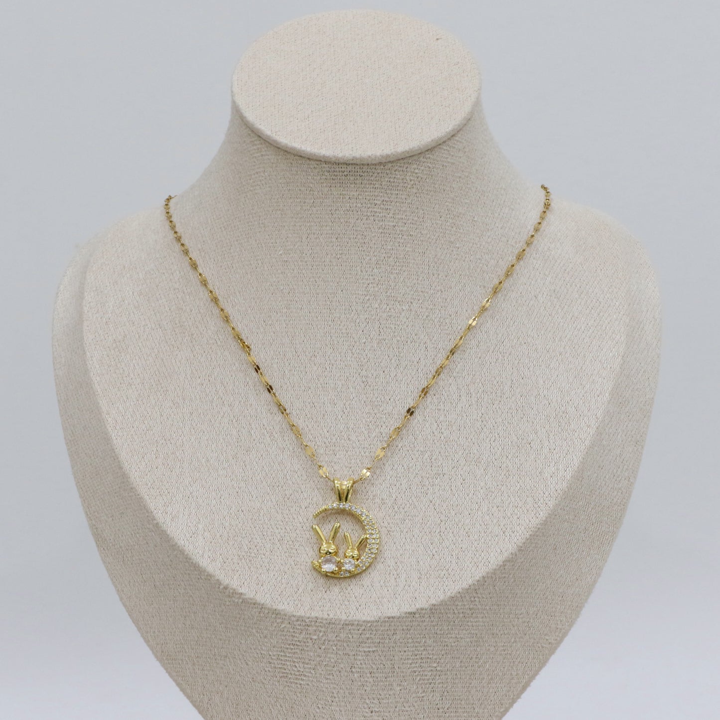 Bunny Pendant Sequin Chain Necklace
