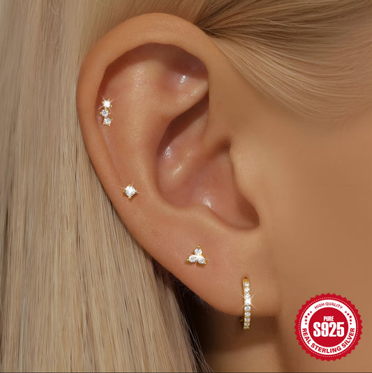 4pcs/set Stud Zircon Hoop Earring