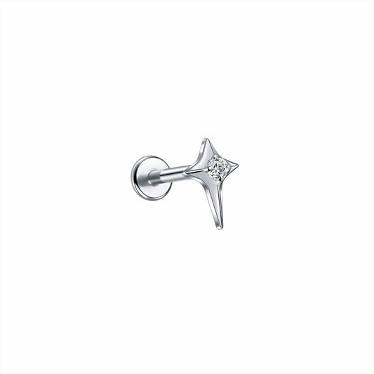 Cros Zircon Titanium Flat Ear Piercing