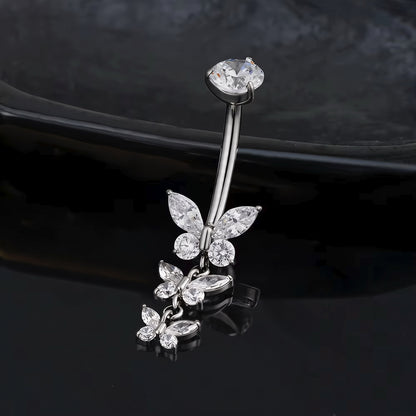 Titanium Triple Hanged Butterfly Belly Piercing