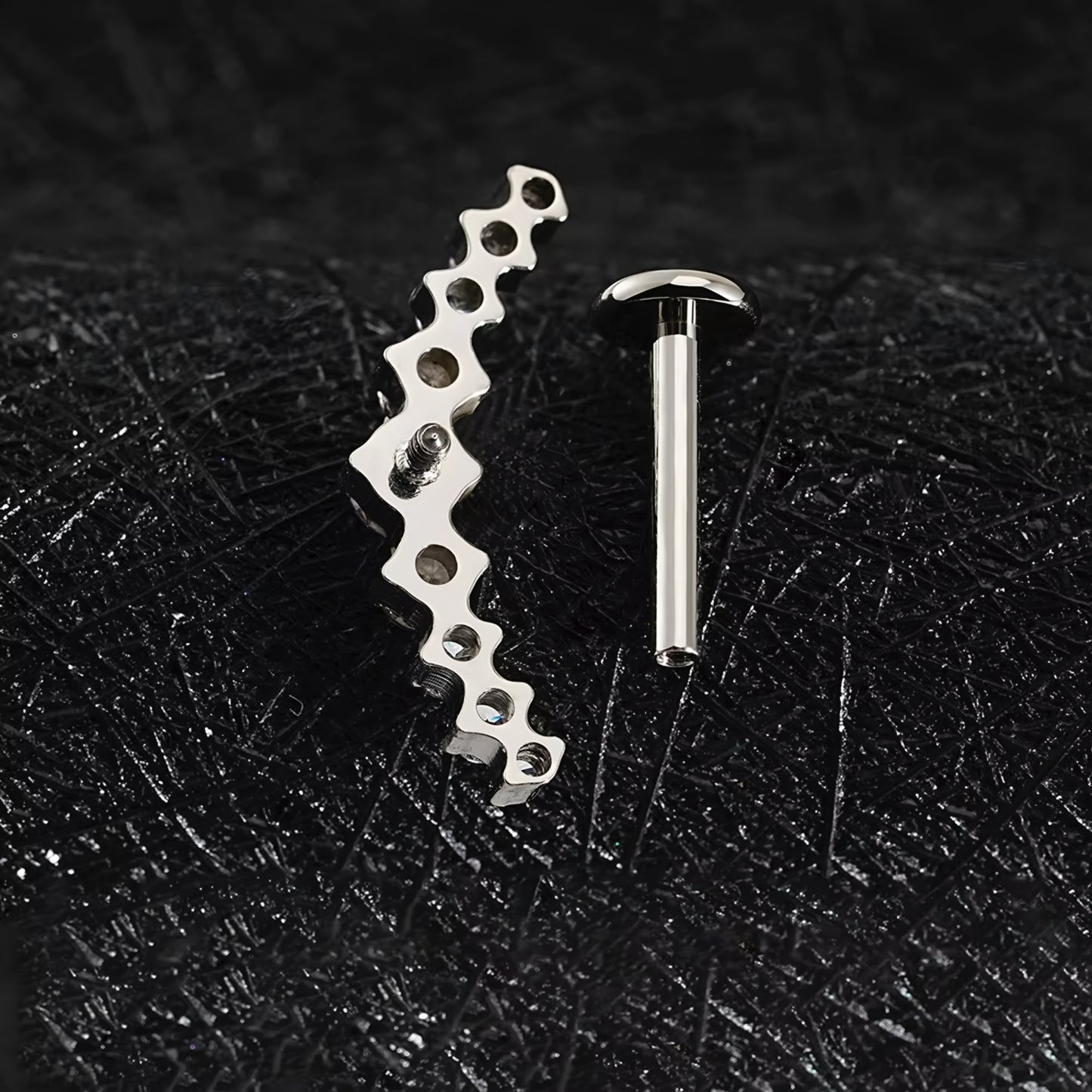 Titanium Labret Curved Bar Flat Ear Piercing