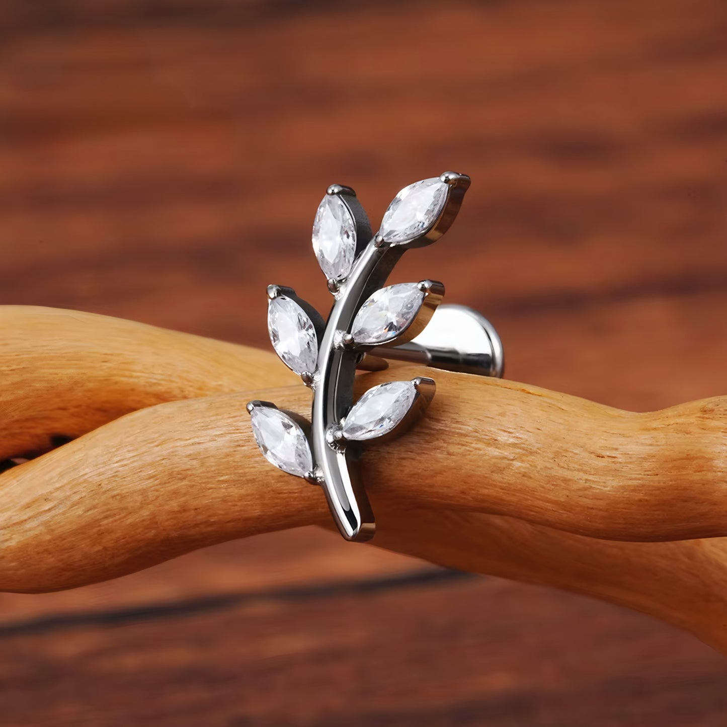 Titanium Marquise Leaves Flat Ear Piercing