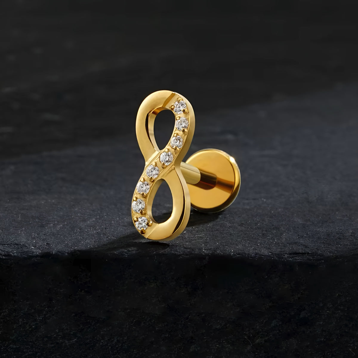 Titanium Infinity Symbol Flat Ear Piercing