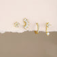 4pcs/set Gold Crown Flower Stud Earrings