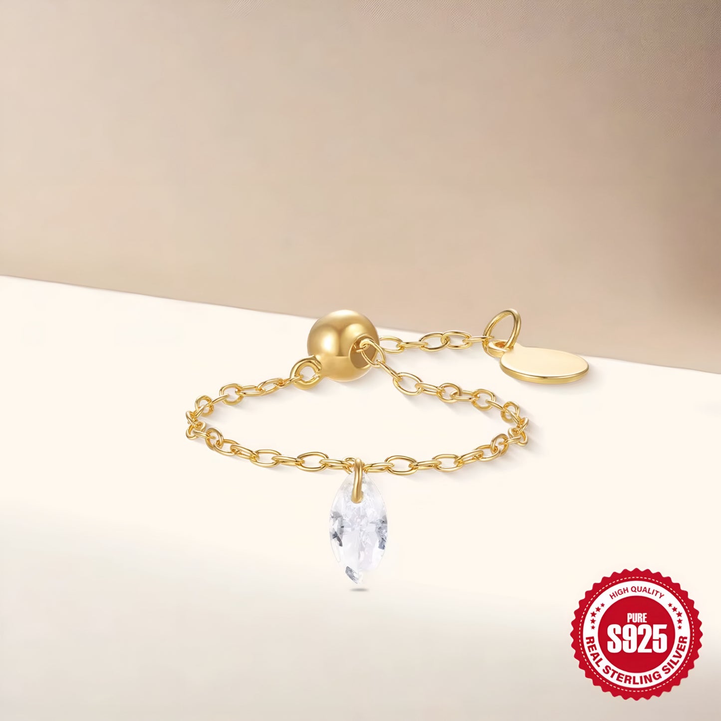 Chain Ring Oval Zircon