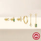 6pcs/set Gold Green Simple Hoop with 2 Chains
