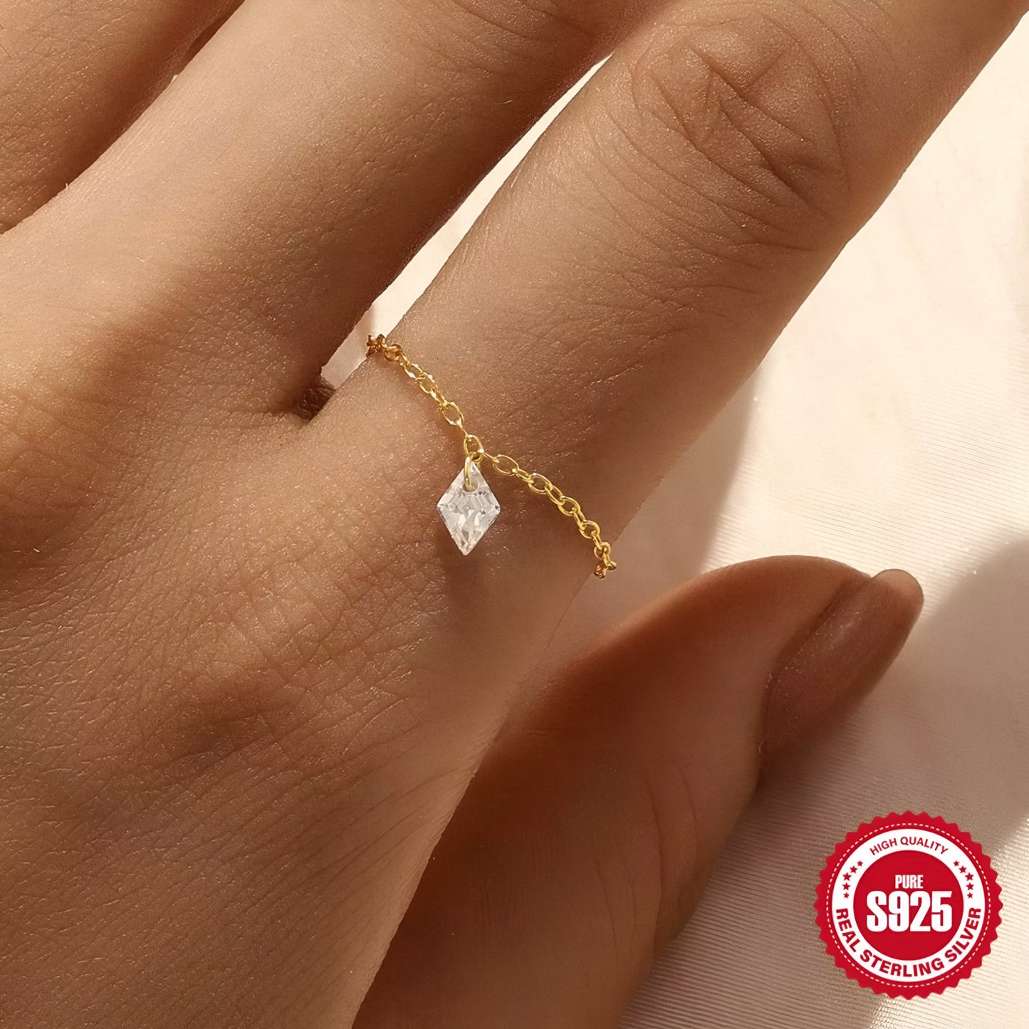 Chain Ring Diamond Zircon