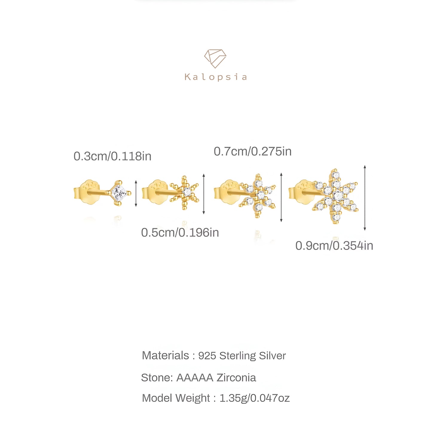 4pcs/set Snow Flake, Star, Shine Earring