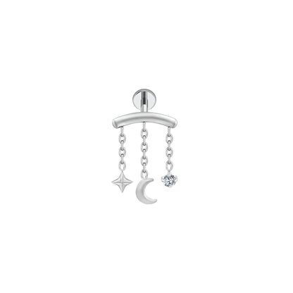 Titanium Helix Dainty Star Moon Flat Ear Piercing