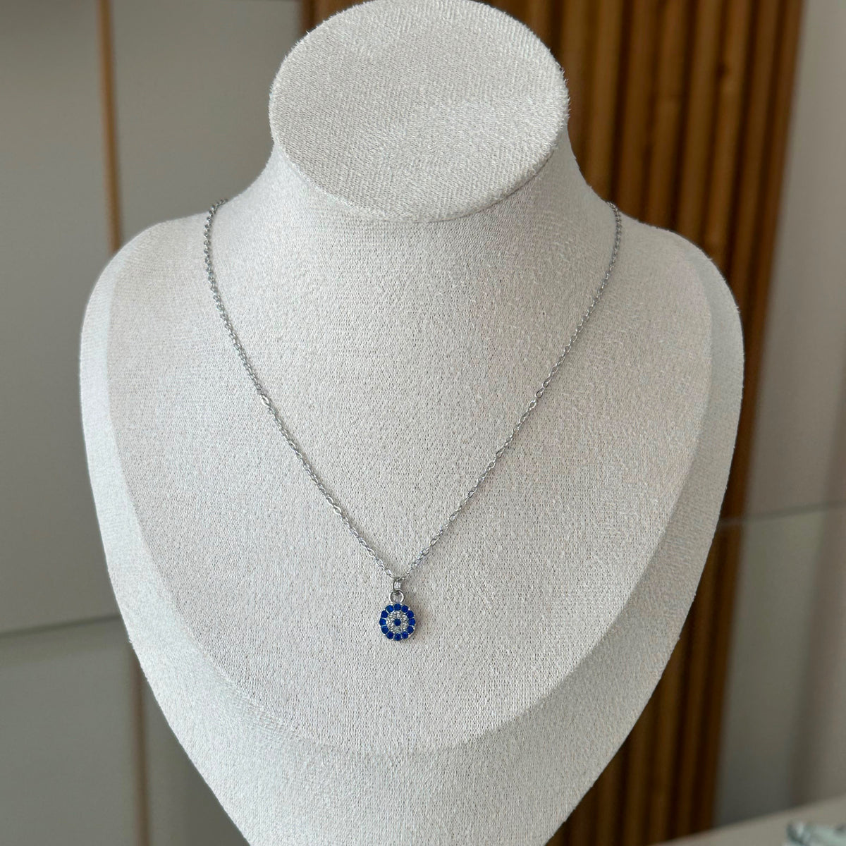 Navy Blue Evil Eye Pendant Necklace