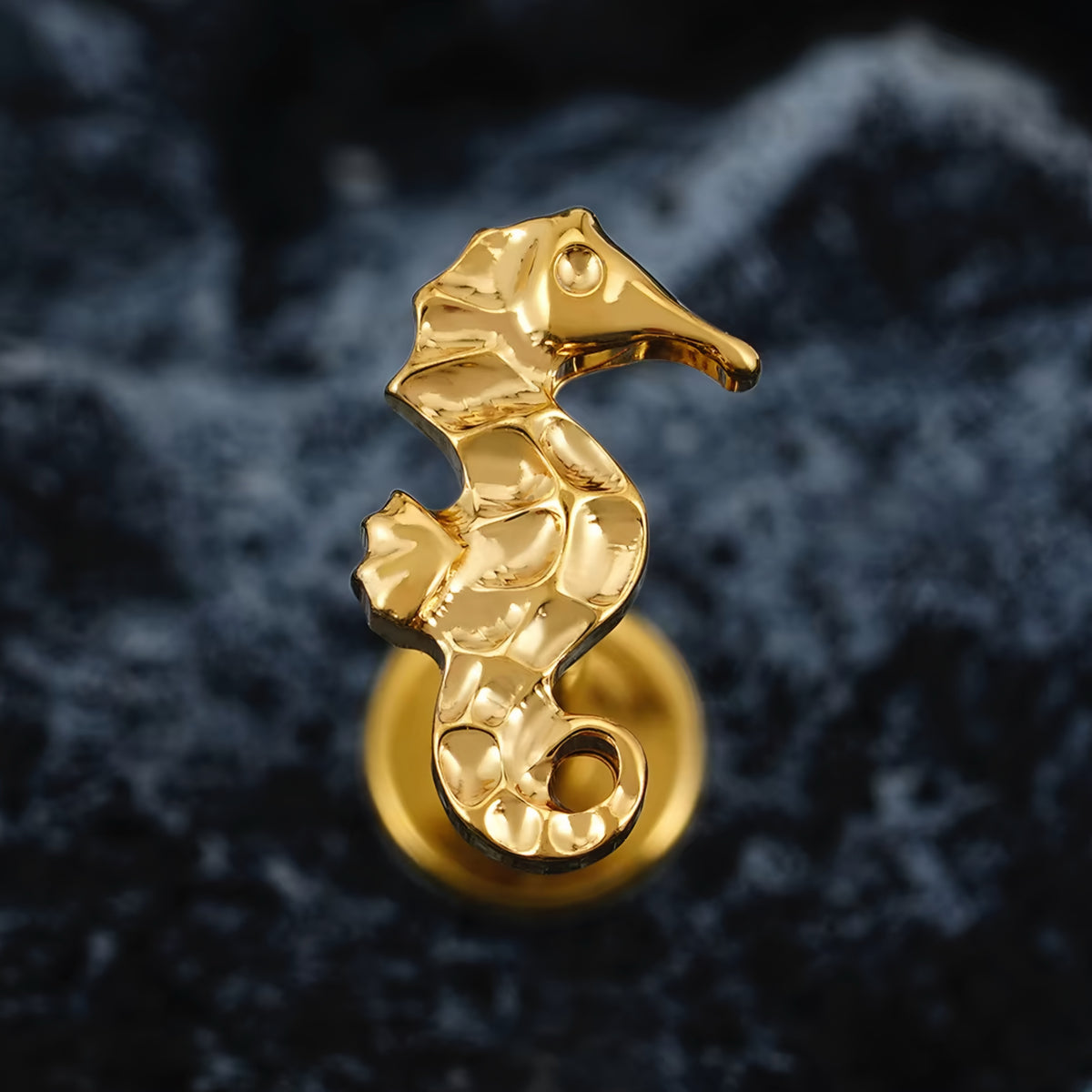 Titanium Seahorse Flat Ear Piercing