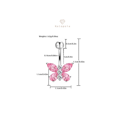 Pink Butterfly Belly Piercing