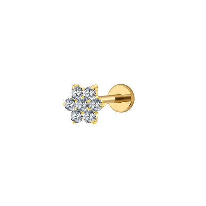 Titanium Tiny Flower Flat Ear Piercing