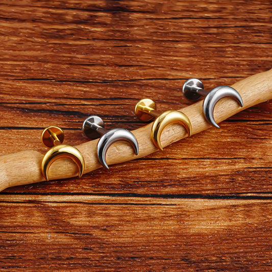 Titanium Crescent Moon Flat Ear Piercing