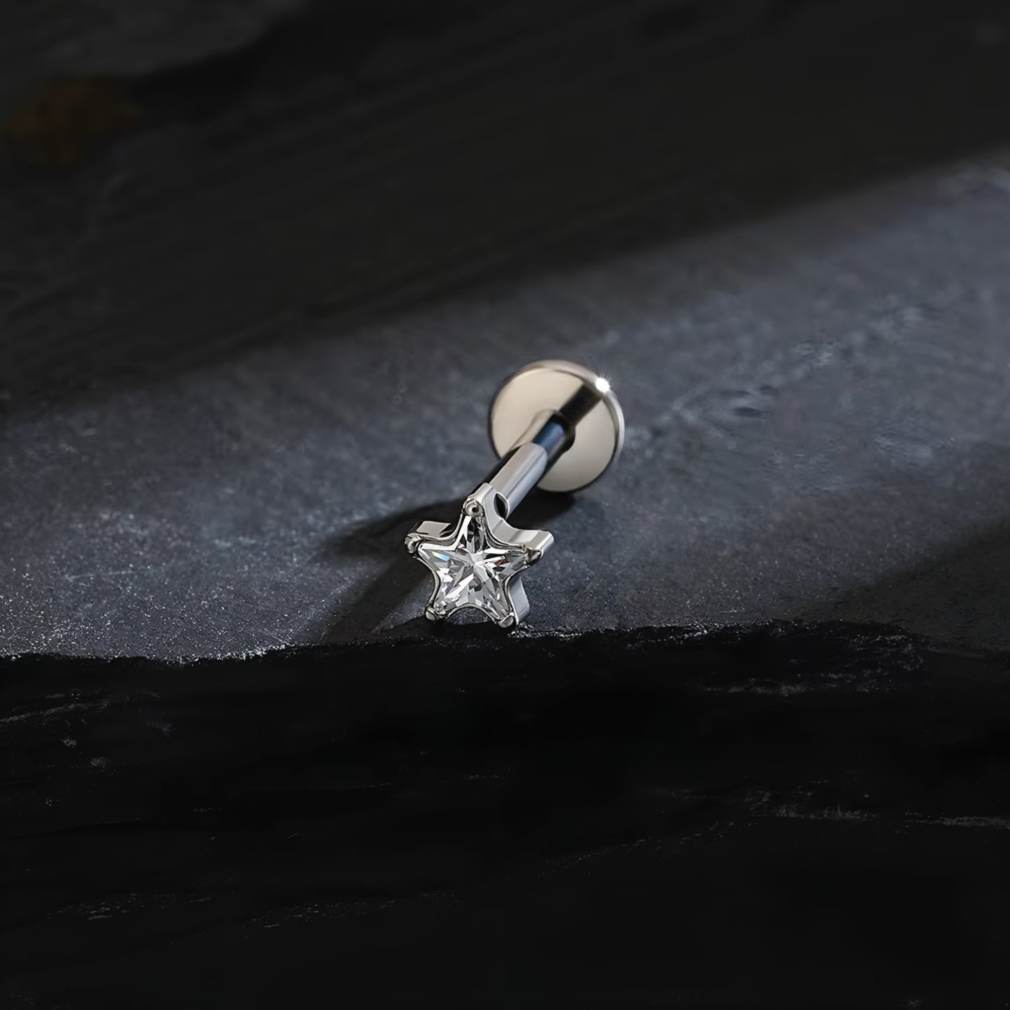 Titanium Dainty Star Flat Ear Piercing