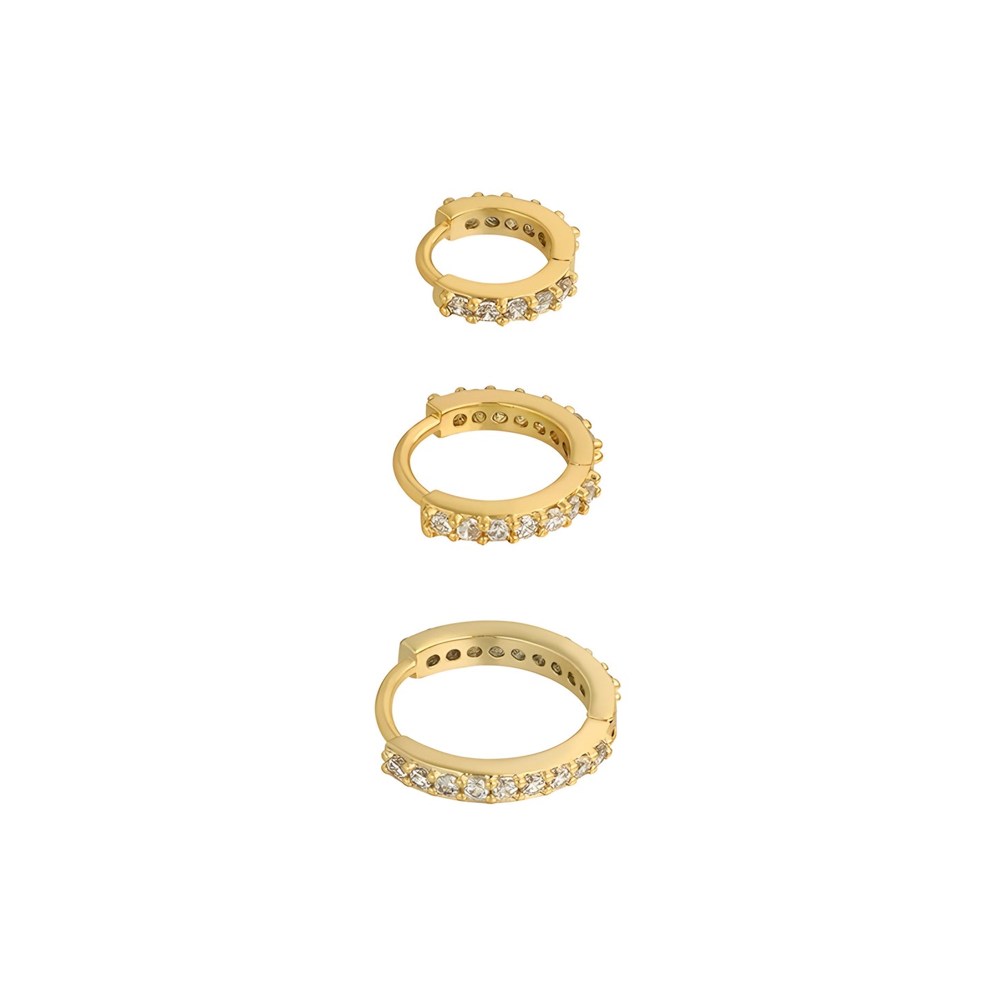 3pcs/Set Clear Zircon Hoop Earrings
