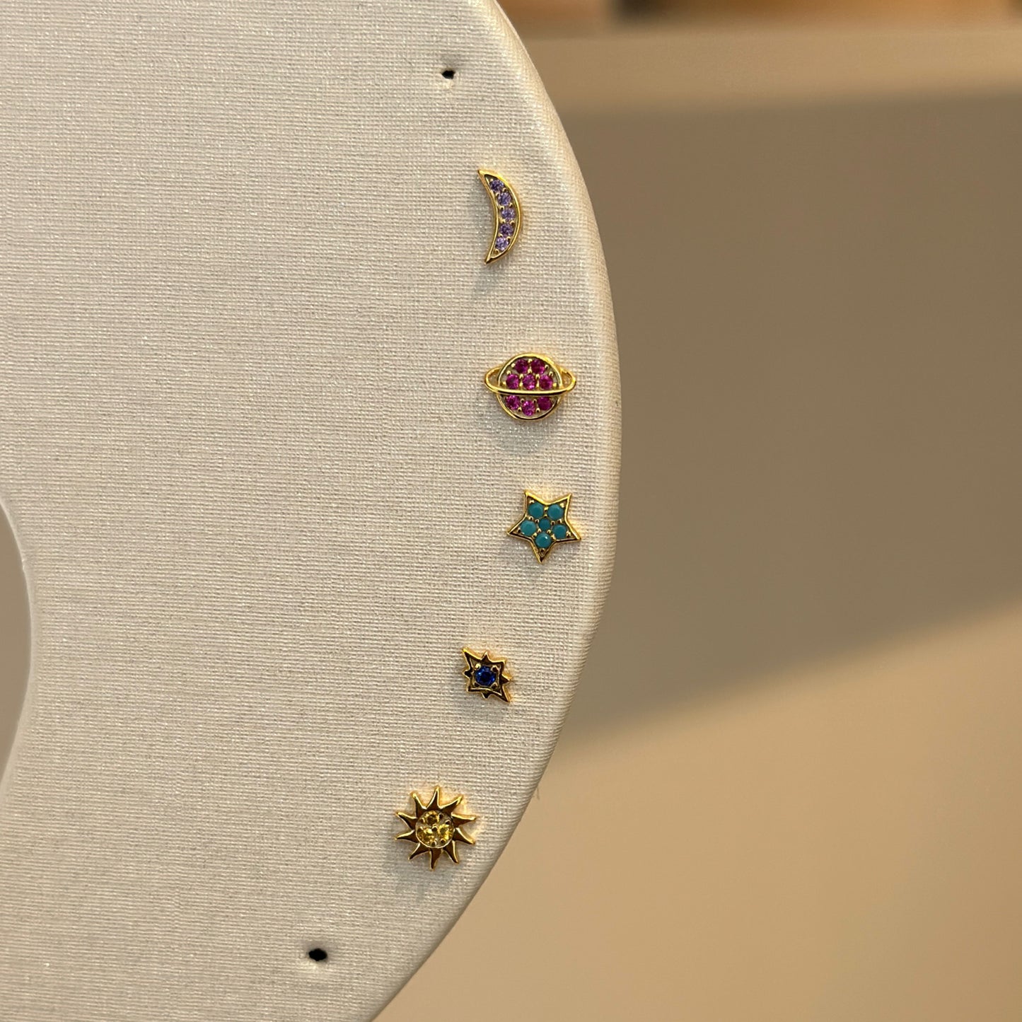 5pcs/set Universe Earrings, Star, Moon, Sun