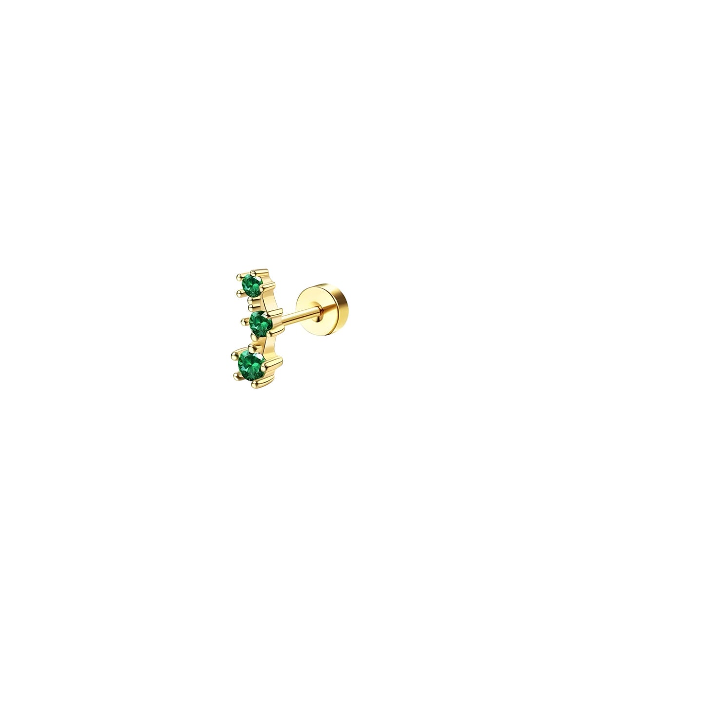 Triple Green Zircon Helix Ear Piercing