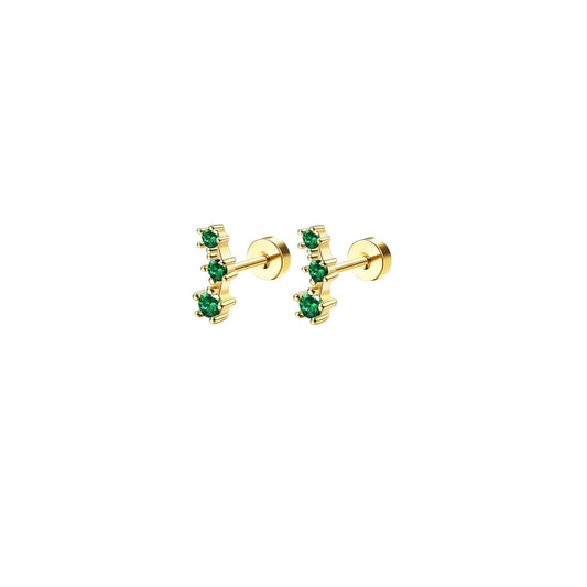 Triple Green Zircon Helix Ear Piercing