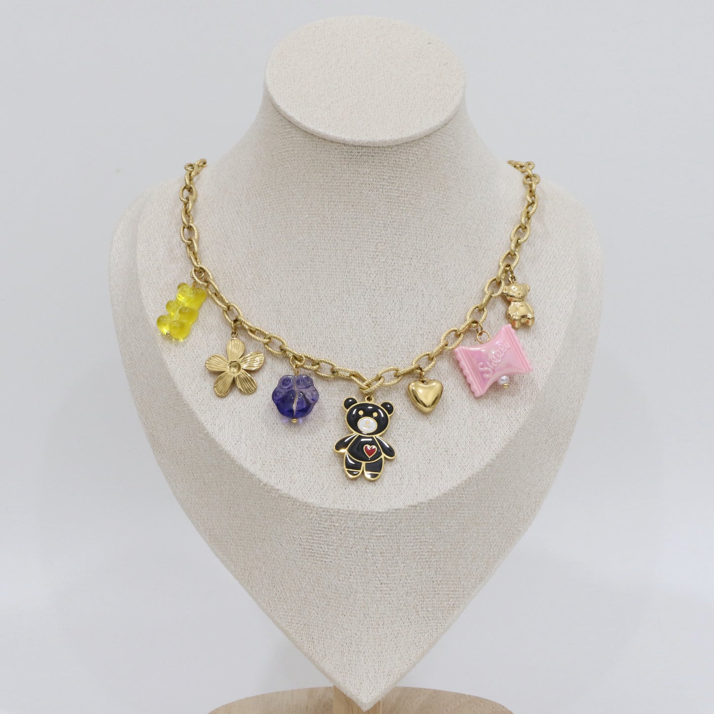 Gummy Bear Chain Pendants Necklace