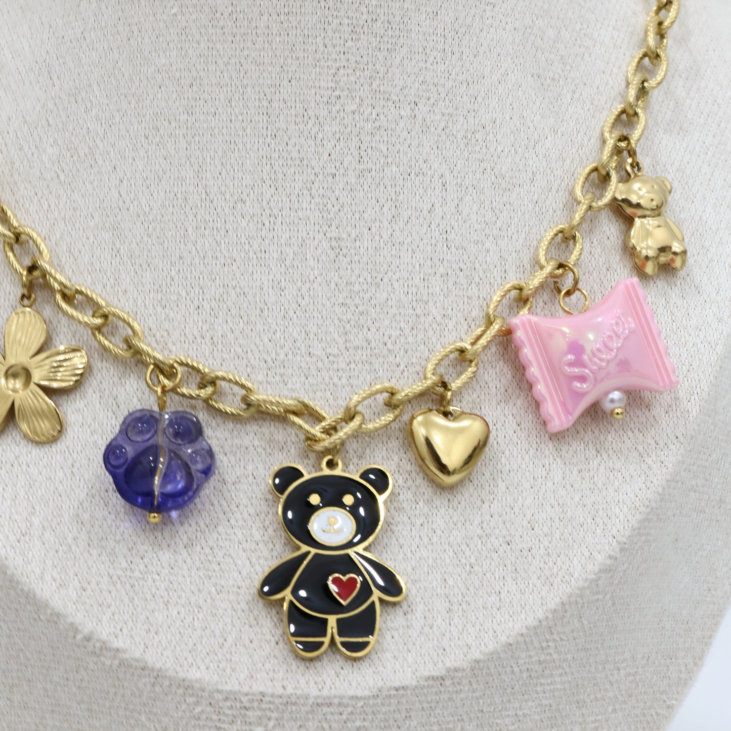 Gummy Bear Chain Pendants Necklace