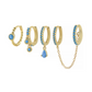 5pcs/set Zircon Hoops with Chain Earring