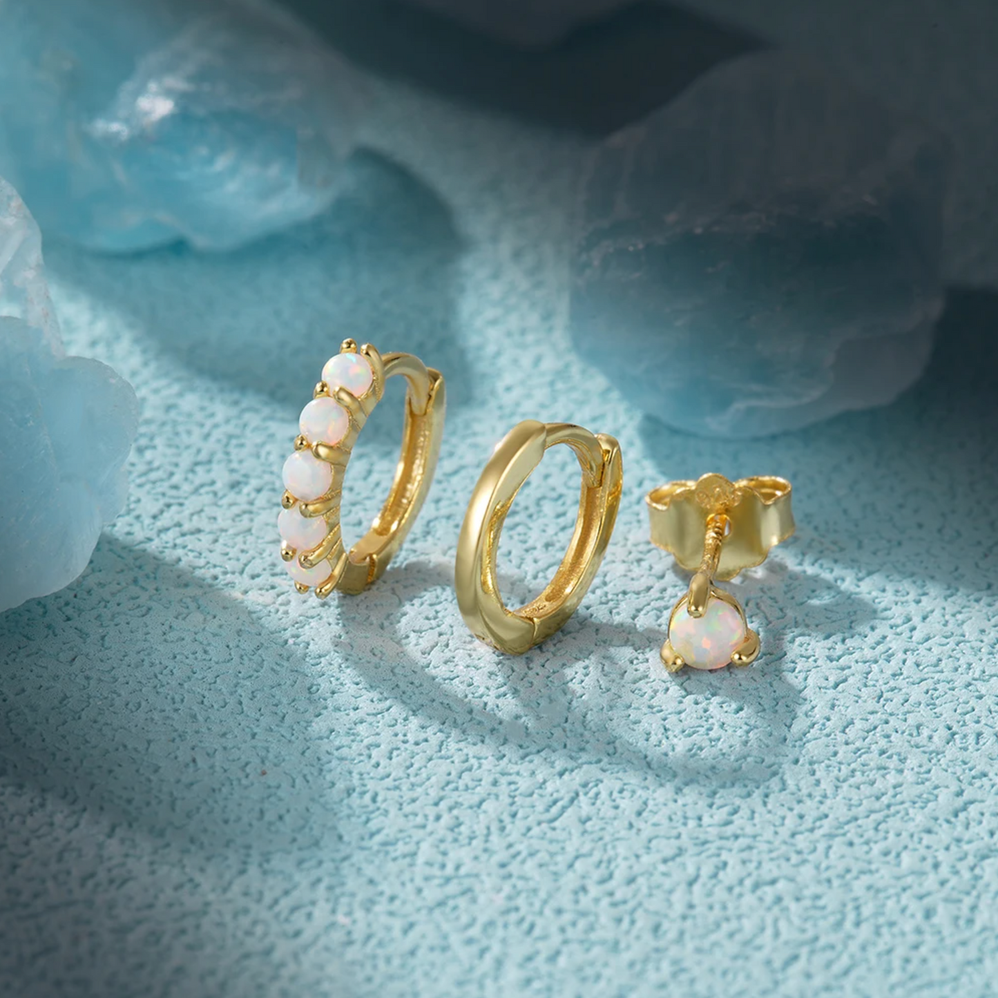 3pcs/Set Opal Hoop Earring