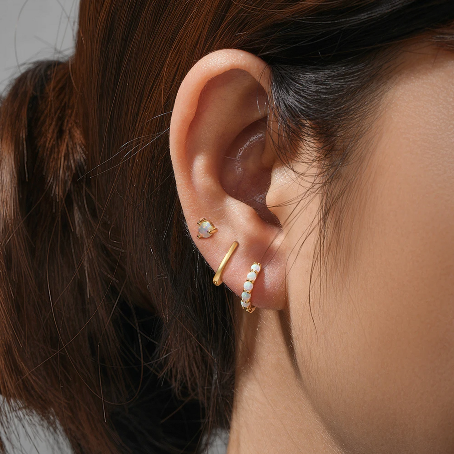 3pcs/Set Opal Hoop Earring