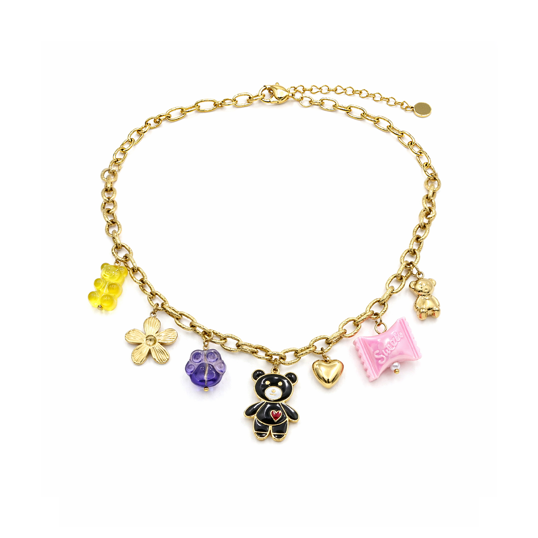 Gummy Bear Chain Pendants Necklace
